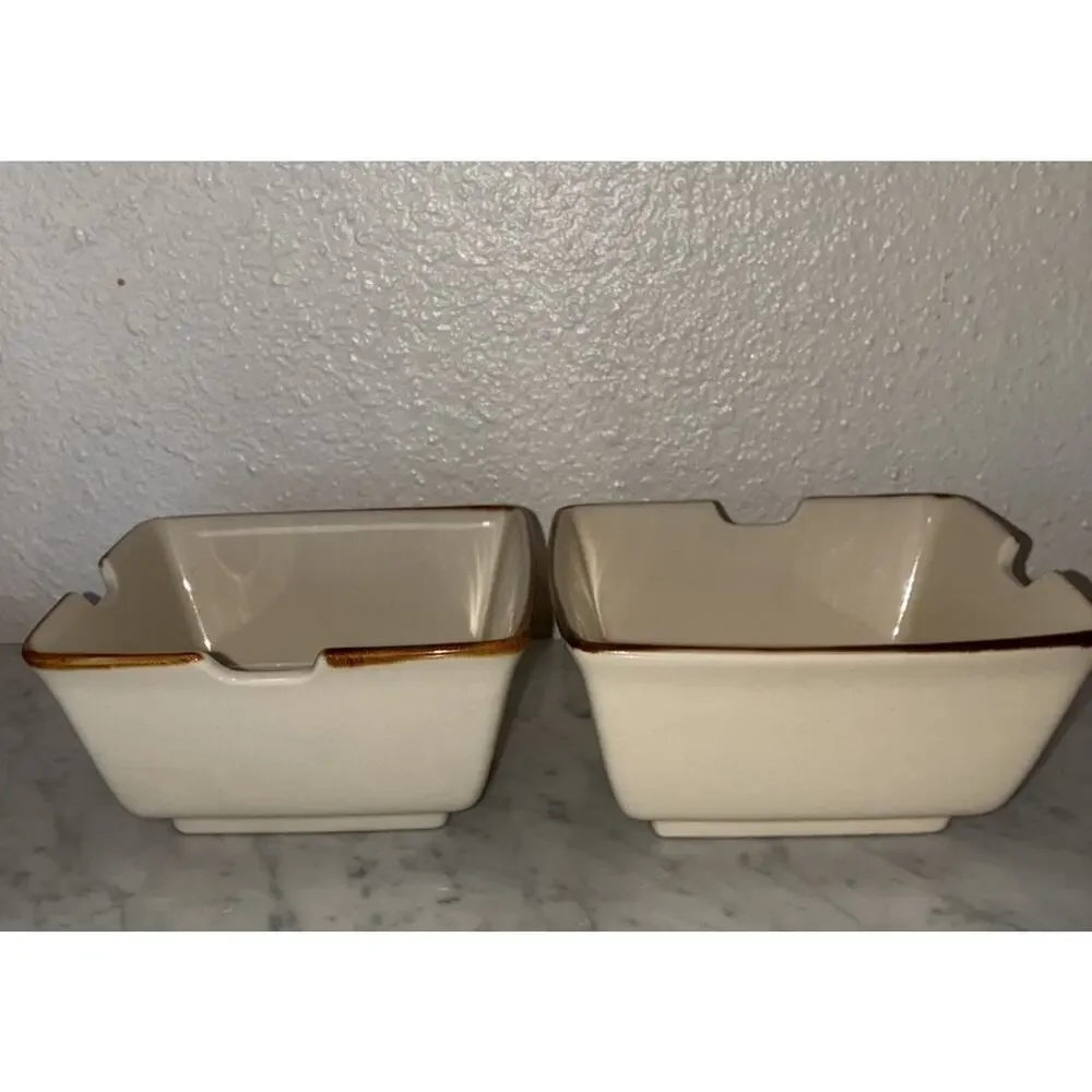 Pottery Barn Square Ramen Rice Noodle Bowl 6” Notch For Chopsticks Cream Putty